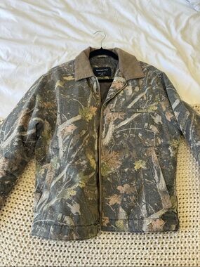 Abercrombie & Fitch Men's Camouflage Print Jacket in Brown and Green
